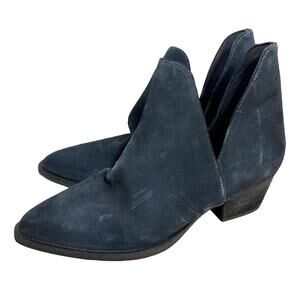 Free People NWOB Charm Double V Suede Ankle Boot Navy Blue Size 37 (US 7)